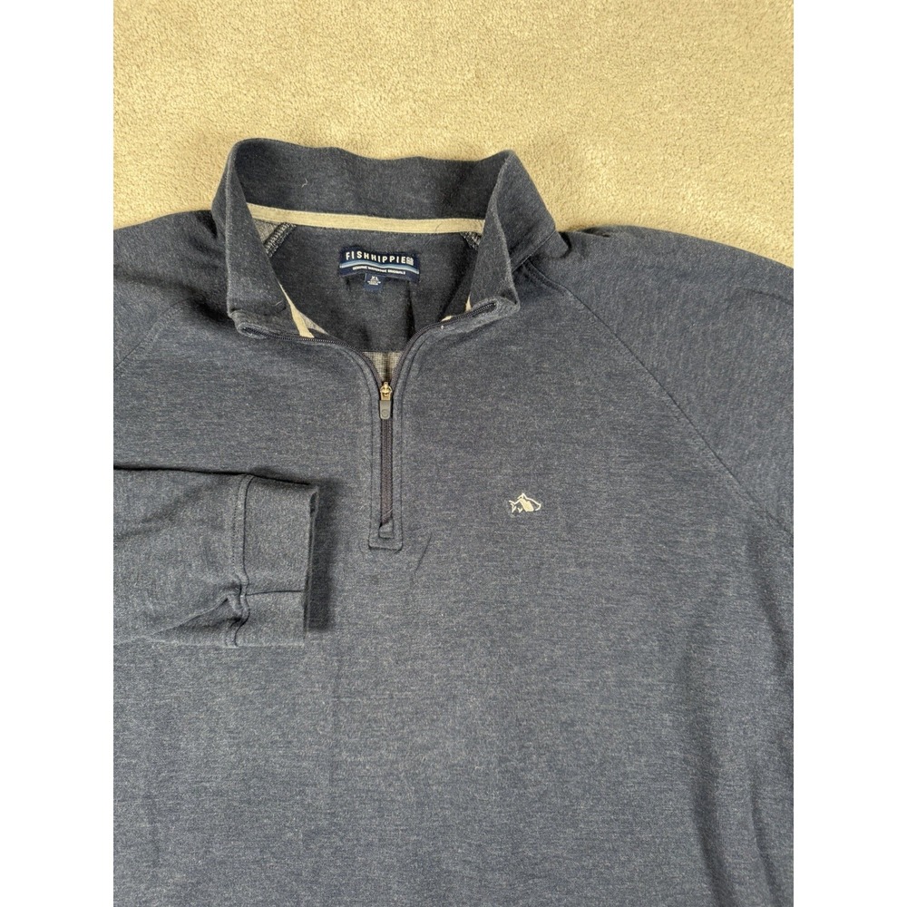 Fish Hippie Mens 1/4 Zip Long Sleeve Modal Blend Pullover Sweatshirt Navy XL